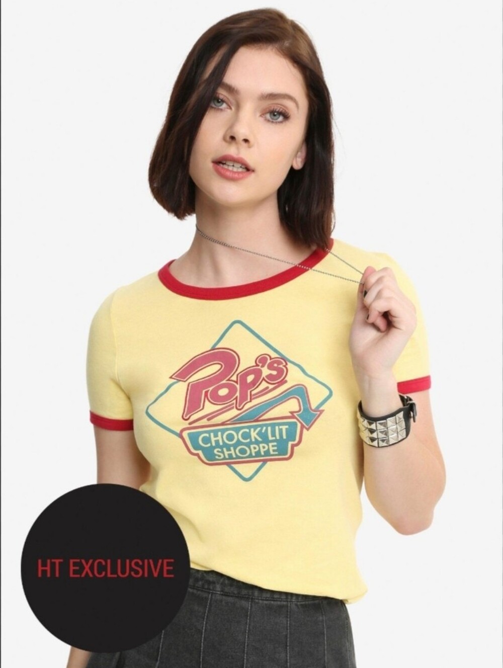 Pop's Chock'lit Shoppe Yellow Retro Ringer Tee with Red Trim